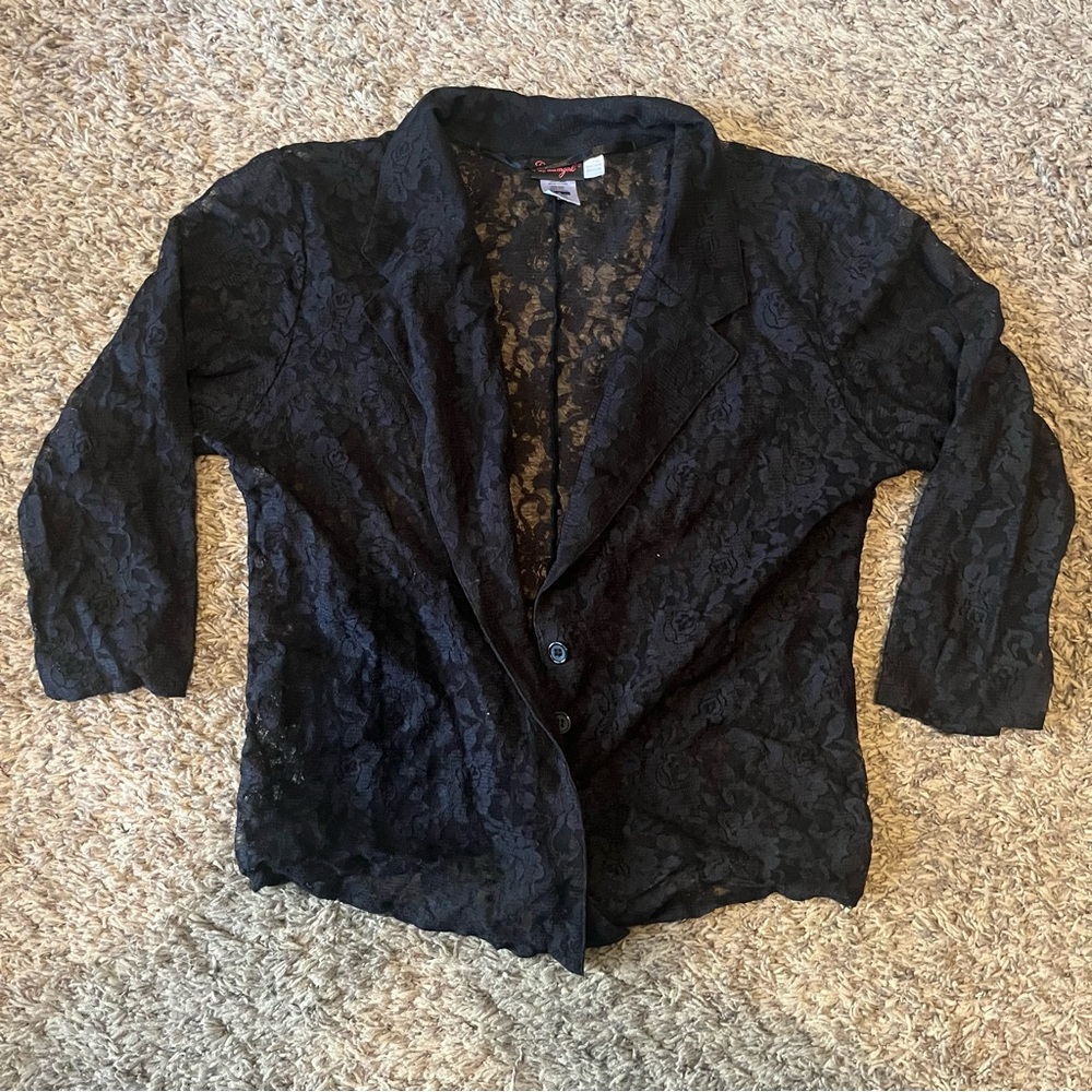 Black Lace Blazer Top